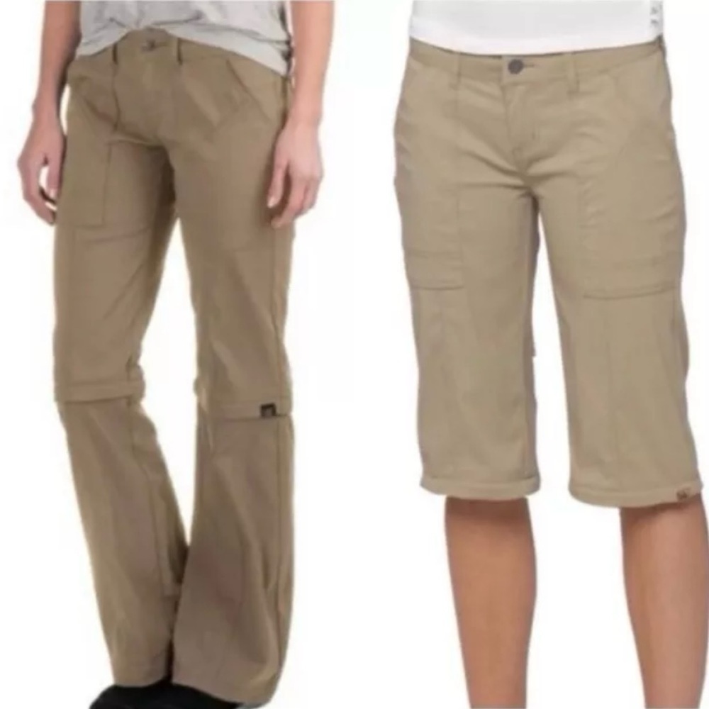 Prana Women's Beige Monarch Zip Off Convertible Hiking Pants Size 10